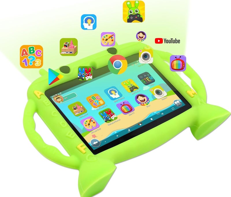 MengDash Kids Tablet, 7 inch Tablet with Case for Kids 2-10, Educational Learning Toddler Tablet Android 11, 3GB RAM+32GB ROM Storage, WiFi，Bluetooth，with Google Play YouTube, Baby Girl boy Present（Green） - Image 4